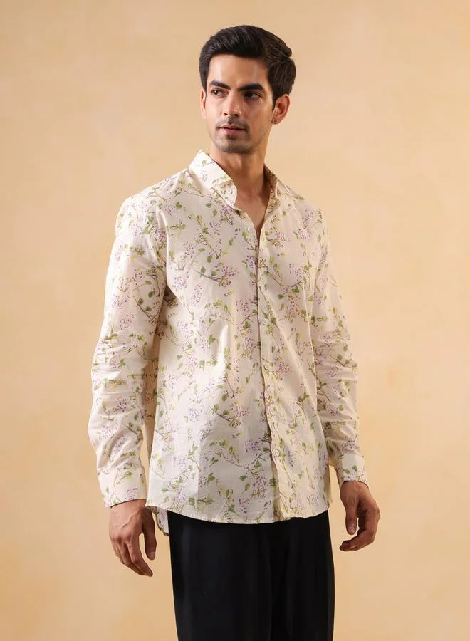 ترولوم قميص قطن مطبع بقصة مريحة للرجال